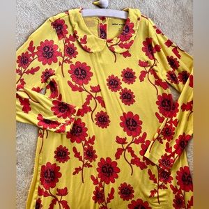 Mini Rodini Long-Sleeve Collared Jersey Flower Faces Dress Size 128/134 (7-9yrs)